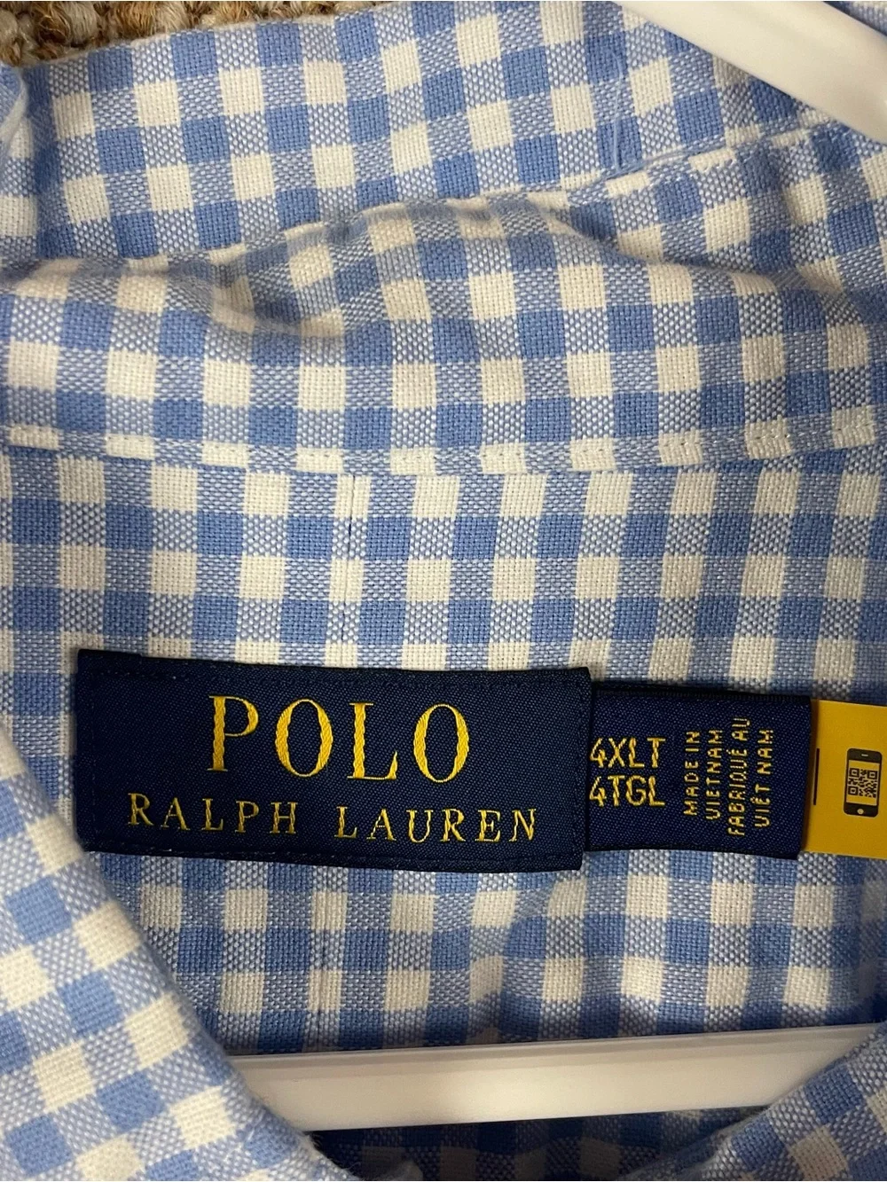 Polo Ralph Lauren Mens 4XLT Blue Gingham Oxford Shirt Thick Flesh Pony F129